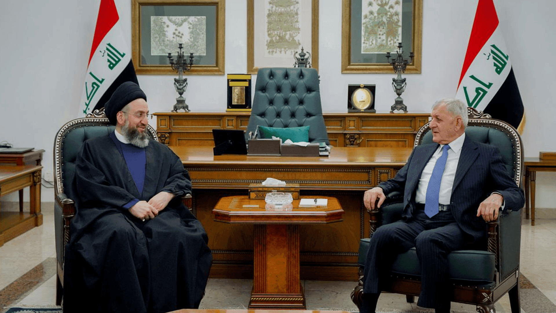 سەرۆک کۆمار و عەممار حەکیم پێویستیی یەکلاکردنەوەی شایستە نیشتمانییەکانیان تاوتوێ کرد